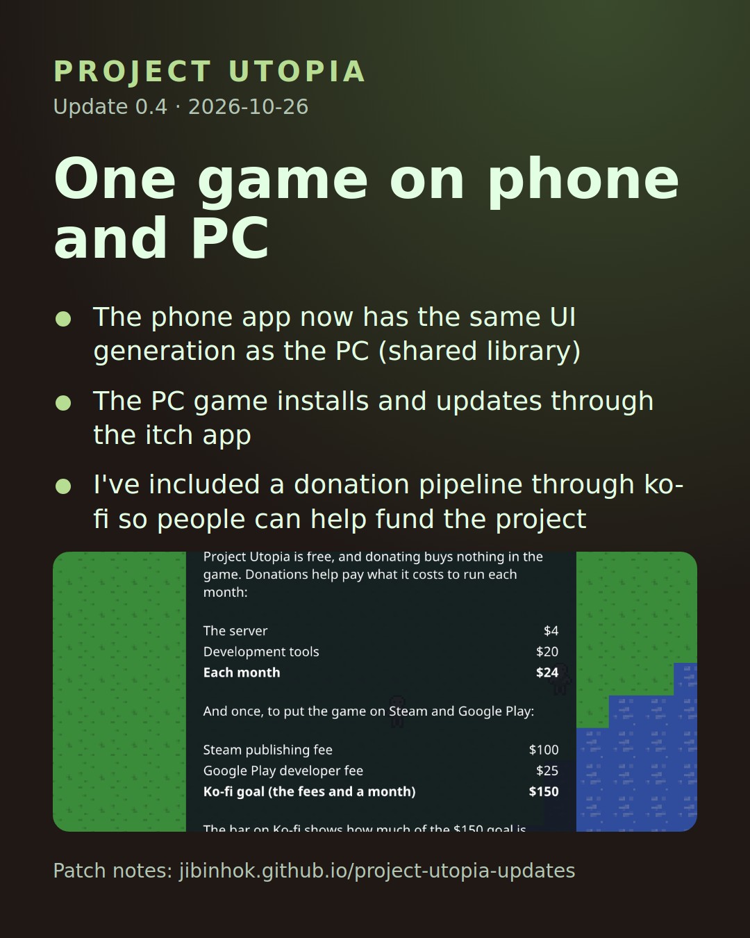 Project Utopia 0.4: One game on phone and PC